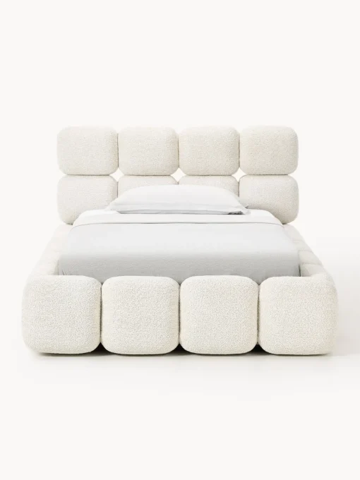 Westwing Collection Cama individual tapizada en borreguillo bouclé con espacio de almacenamiento Tayla^ Camas Individuales|Camas Tapizadas