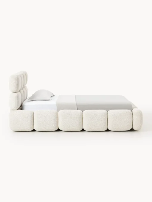 Westwing Collection Cama individual tapizada en borreguillo bouclé con espacio de almacenamiento Tayla^ Camas Individuales|Camas Tapizadas