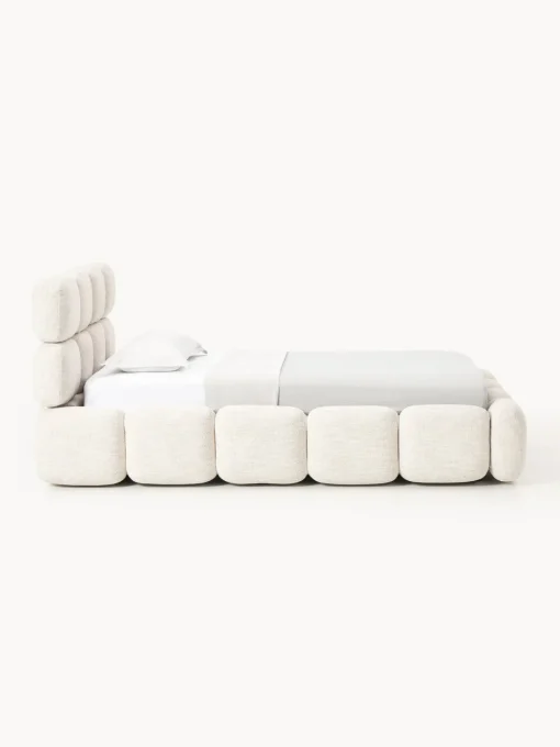 Westwing Collection Cama individual tapizada en borreguillo bouclé con espacio de almacenamiento Tayla^ Camas Individuales|Camas Tapizadas