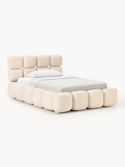 Westwing Collection Cama individual tapizada en borreguillo bouclé Tayla^ Camas Individuales|Camas Tapizadas
