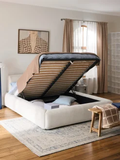 Westwing Collection Cama tapizada con espacio de almacenamiento Melva