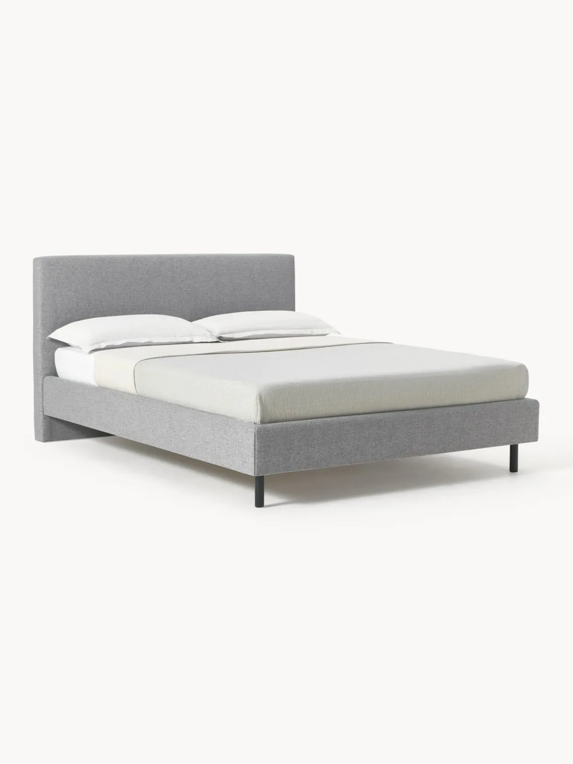 Westwing Collection Cama tapizada con patas de madera Giulia