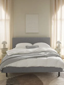 Westwing Collection Cama tapizada con patas de madera Giulia