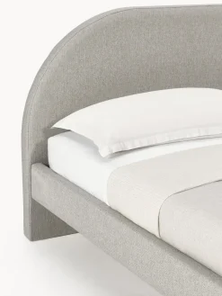 Westwing Collection Cama tapizada con patas esfericas de madera Rena