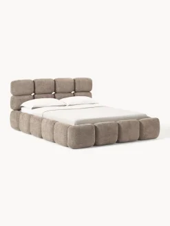 Westwing Collection Cama tapizada de boreguillo bouclé con espacio de almacenamiento Tayla