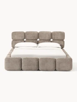 Westwing Collection Cama tapizada de boreguillo bouclé con espacio de almacenamiento Tayla