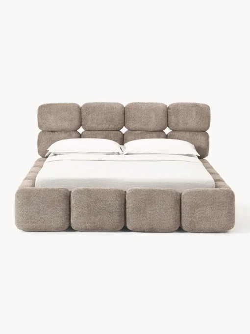 Westwing Collection Cama tapizada de boreguillo bouclé con espacio de almacenamiento Tayla