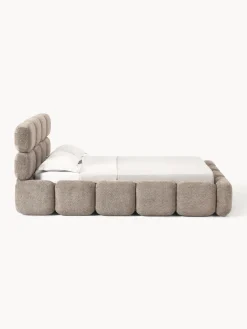 Westwing Collection Cama tapizada de boreguillo bouclé con espacio de almacenamiento Tayla