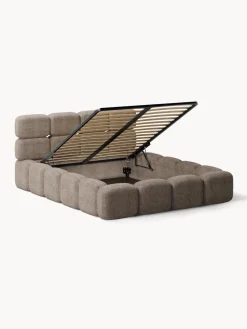 Westwing Collection Cama tapizada de boreguillo bouclé con espacio de almacenamiento Tayla