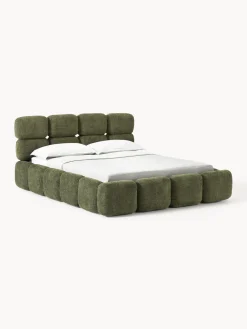 Westwing Collection Cama tapizada de boreguillo bouclé con espacio de almacenamiento Tayla
