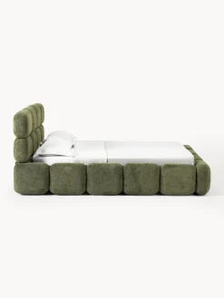 Westwing Collection Cama tapizada de boreguillo bouclé con espacio de almacenamiento Tayla