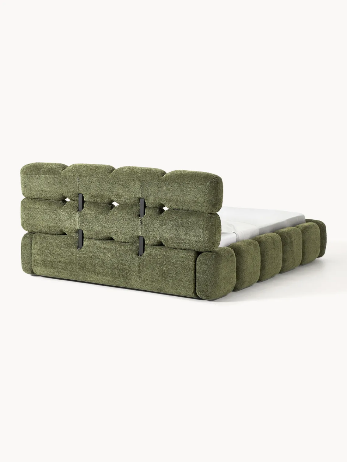 Westwing Collection Cama tapizada de boreguillo bouclé con espacio de almacenamiento Tayla