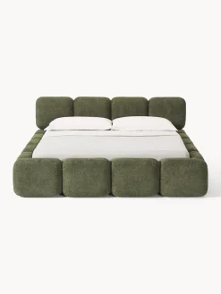 Westwing Collection Cama tapizada de boreguillo bouclé con espacio de almacenamiento Tayla^ Camas Tapizadas|Camas