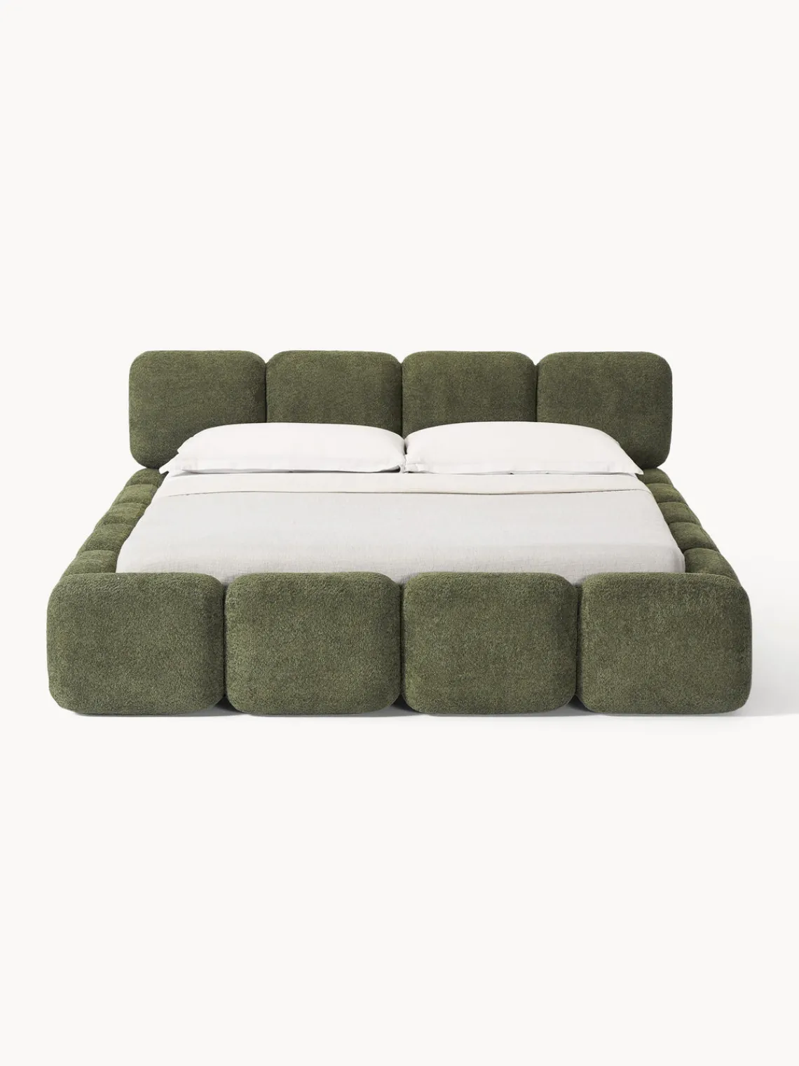 Westwing Collection Cama tapizada de boreguillo bouclé con espacio de almacenamiento Tayla^ Camas Tapizadas|Camas