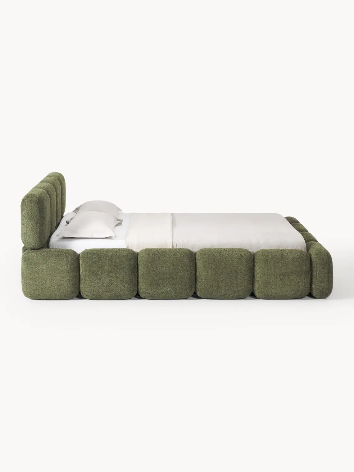 Westwing Collection Cama tapizada de boreguillo bouclé con espacio de almacenamiento Tayla^ Camas Tapizadas|Camas