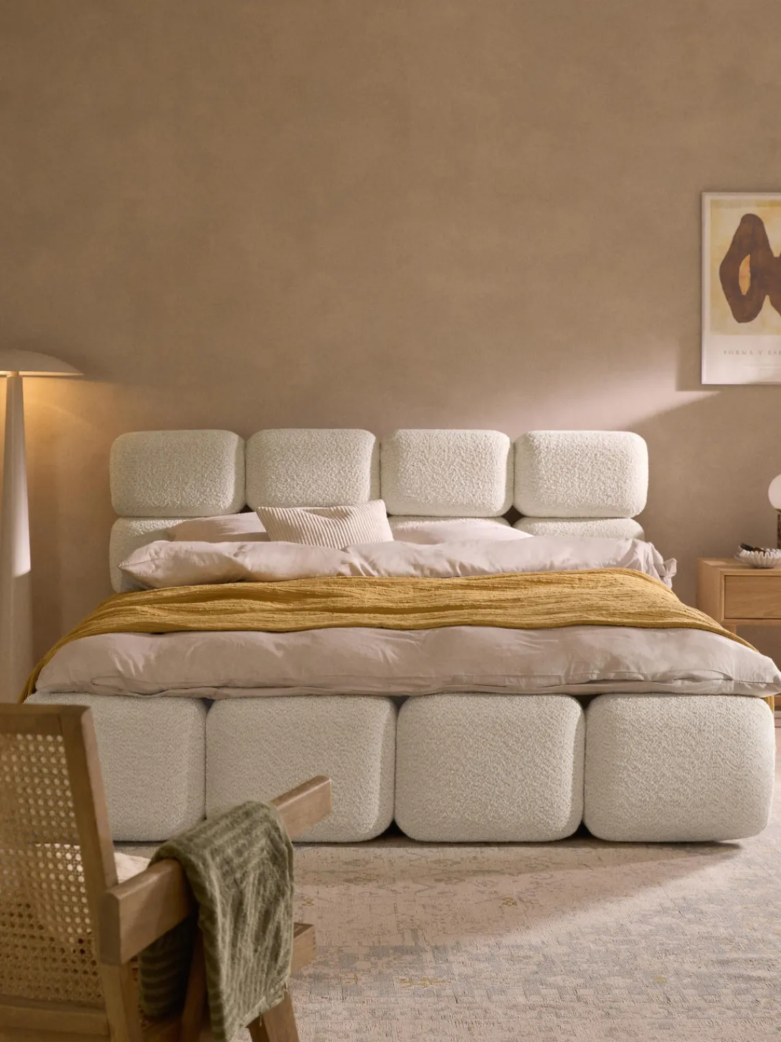 Westwing Collection Cama tapizada de borreguillo bouclé Tayla^ Camas Tapizadas|Camas