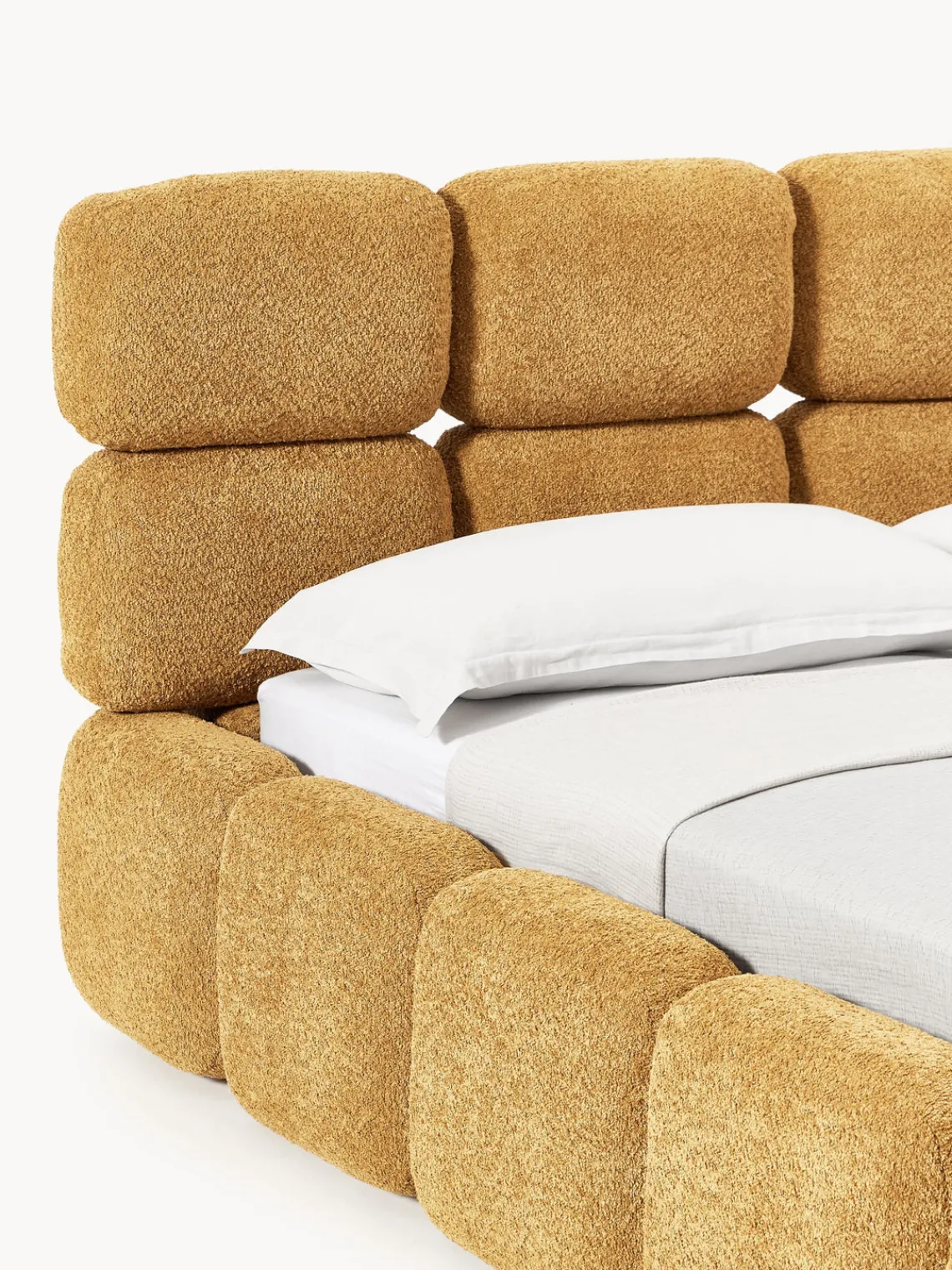 Westwing Collection Cama tapizada de borreguillo bouclé Tayla^ Camas Tapizadas|Camas