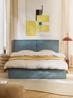 Westwing Collection Cama tapizada de pana con espacio de almacenaje Dream