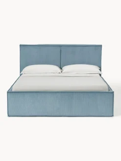 Westwing Collection Cama tapizada de pana con espacio de almacenaje Dream