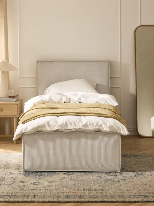 Westwing Collection Cama tapizada de pana con espacio de almacenamiento Dream