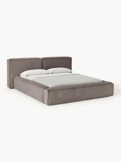 Westwing Collection Cama tapizada en pana Lennon, con espacio de almacenamiento