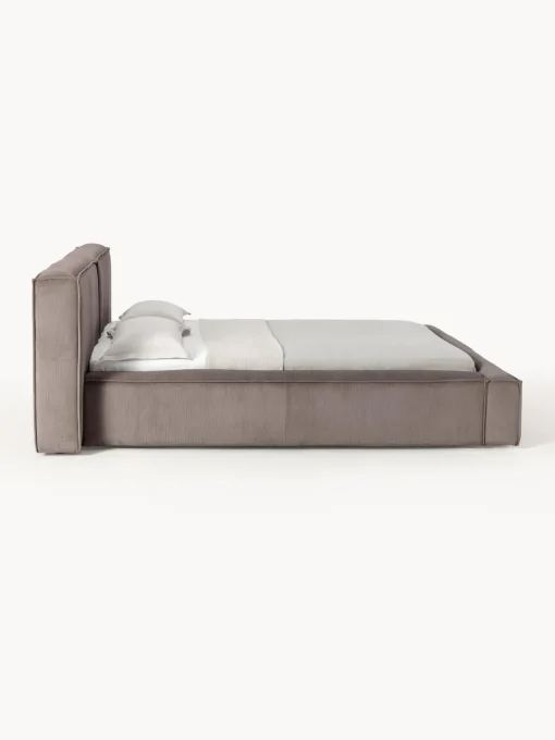 Westwing Collection Cama tapizada en pana Lennon, con espacio de almacenamiento