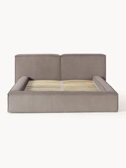 Westwing Collection Cama tapizada en pana Lennon, con espacio de almacenamiento