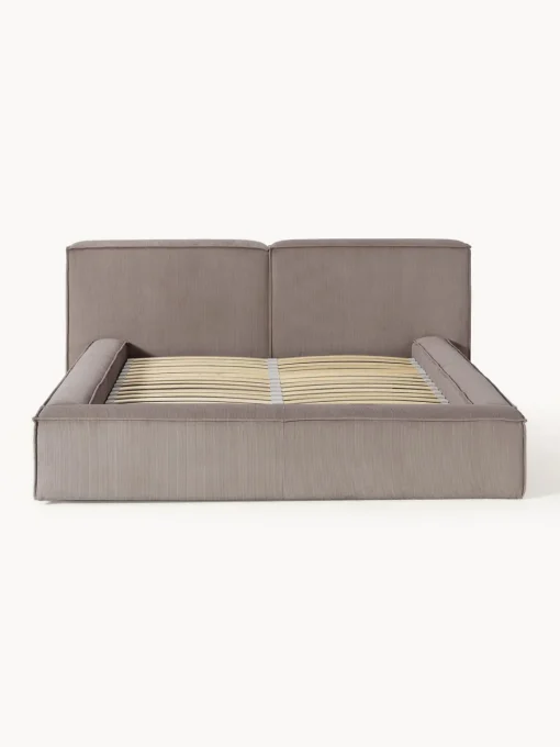 Westwing Collection Cama tapizada en pana Lennon, con espacio de almacenamiento