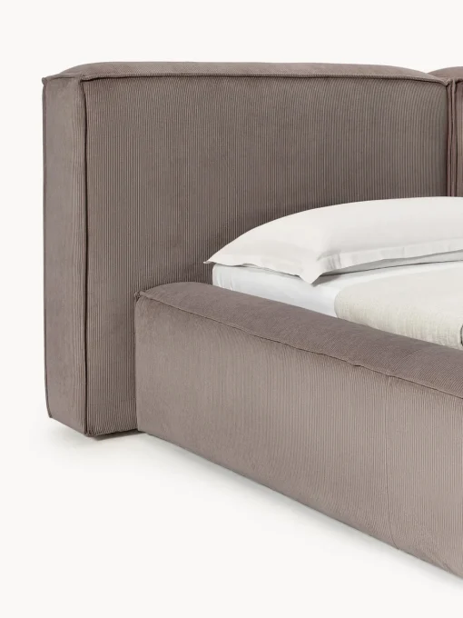Westwing Collection Cama tapizada en pana Lennon, con espacio de almacenamiento