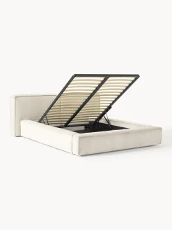 Westwing Collection Cama tapizada en pana Lennon, con espacio de almacenamiento