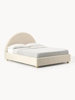Westwing Collection Cama tapizada en tejido bouclé Ebba, con espacio de almacenamiento