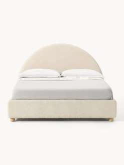 Westwing Collection Cama tapizada en tejido bouclé Ebba, con espacio de almacenamiento