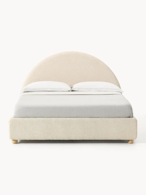 Westwing Collection Cama tapizada en tejido bouclé Ebba, con espacio de almacenamiento