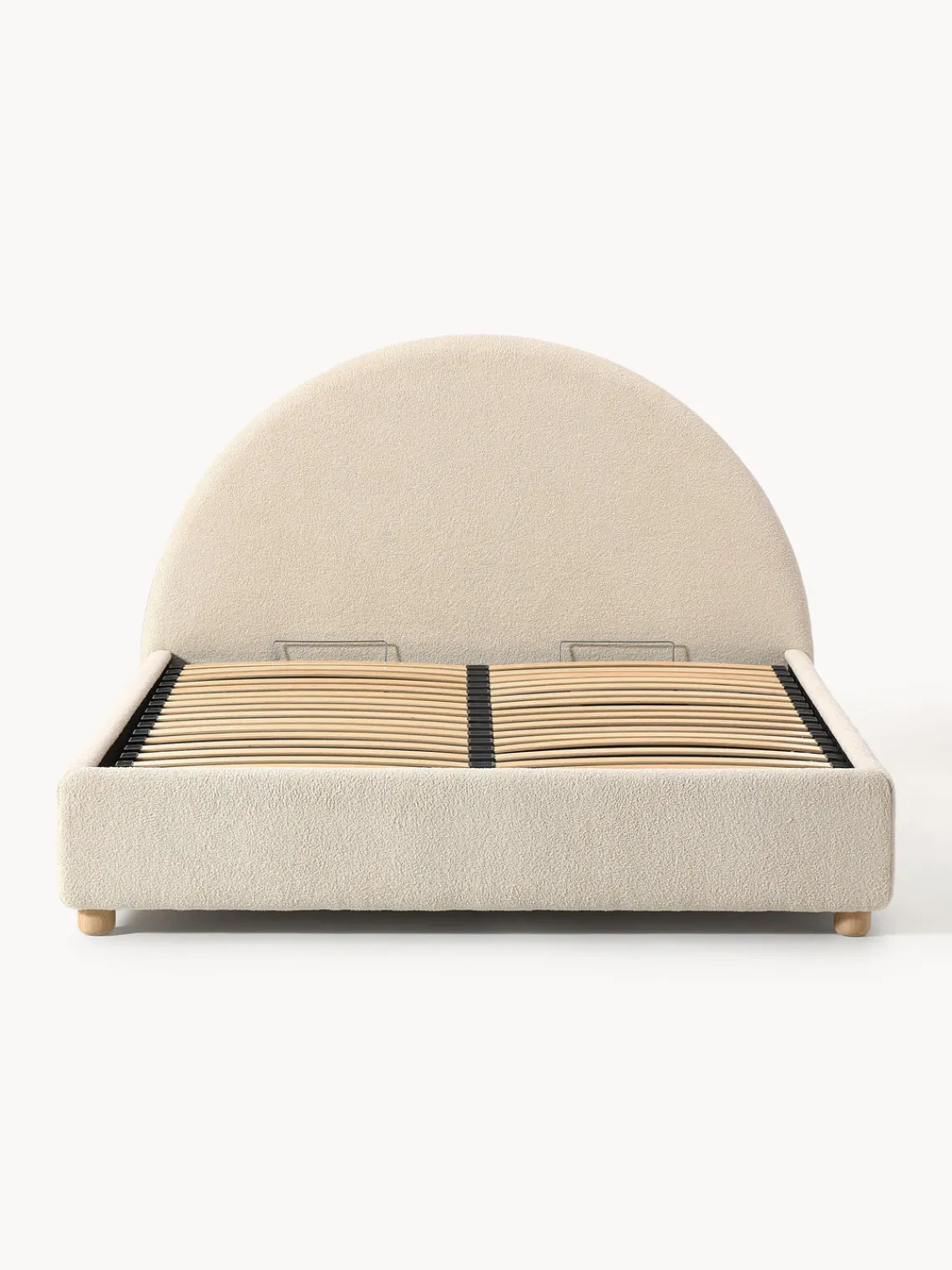 Westwing Collection Cama tapizada en tejido bouclé Ebba, con espacio de almacenamiento