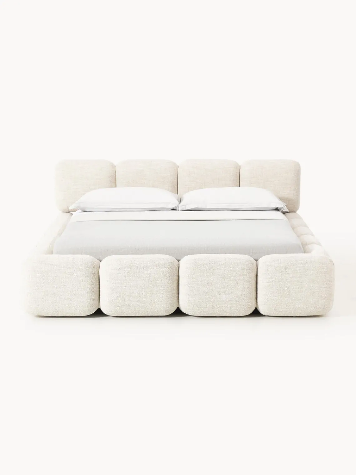 Westwing Collection Cama tapizada en tejido bouclé con espacio de almacenamiento Tayla