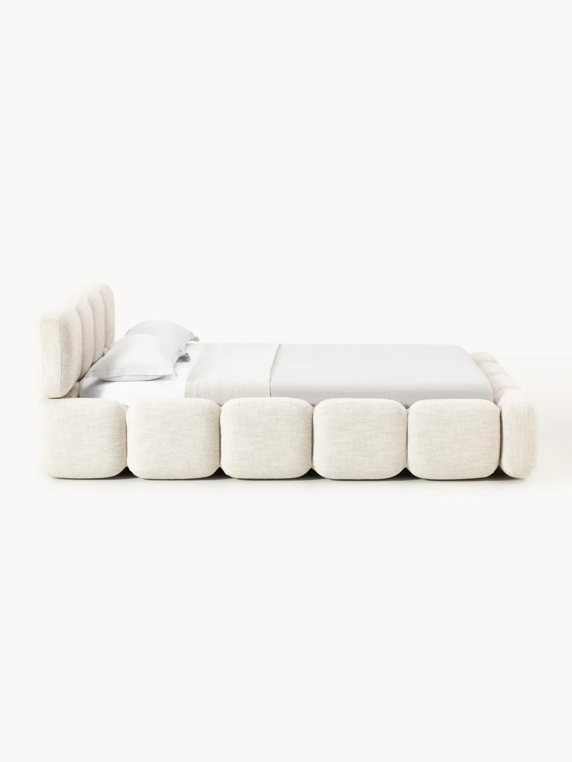 Westwing Collection Cama tapizada en tejido bouclé con espacio de almacenamiento Tayla