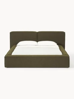 Westwing Collection Cama tapizada en tejido bouclé Lennon, con espacio de almacenamiento