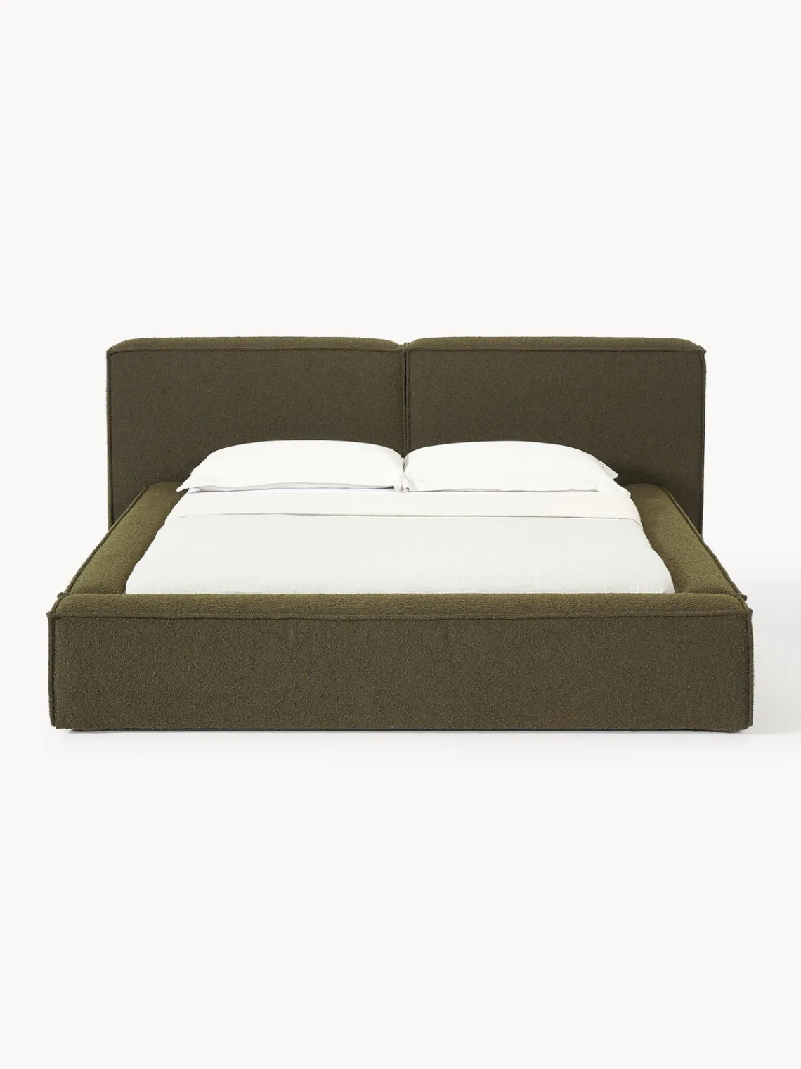 Westwing Collection Cama tapizada en tejido bouclé Lennon, con espacio de almacenamiento