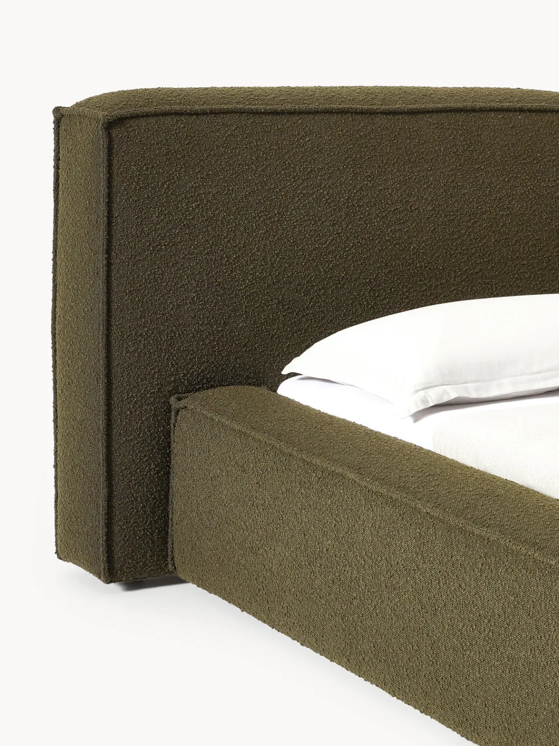 Westwing Collection Cama tapizada en tejido bouclé Lennon, con espacio de almacenamiento