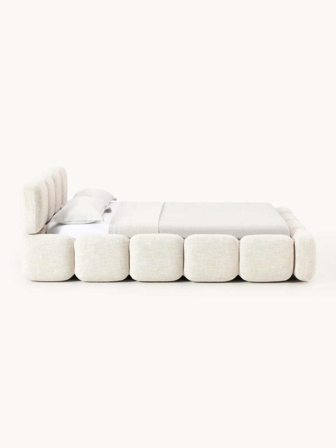 Westwing Collection Cama tapizada en tejido bouclé Tayla