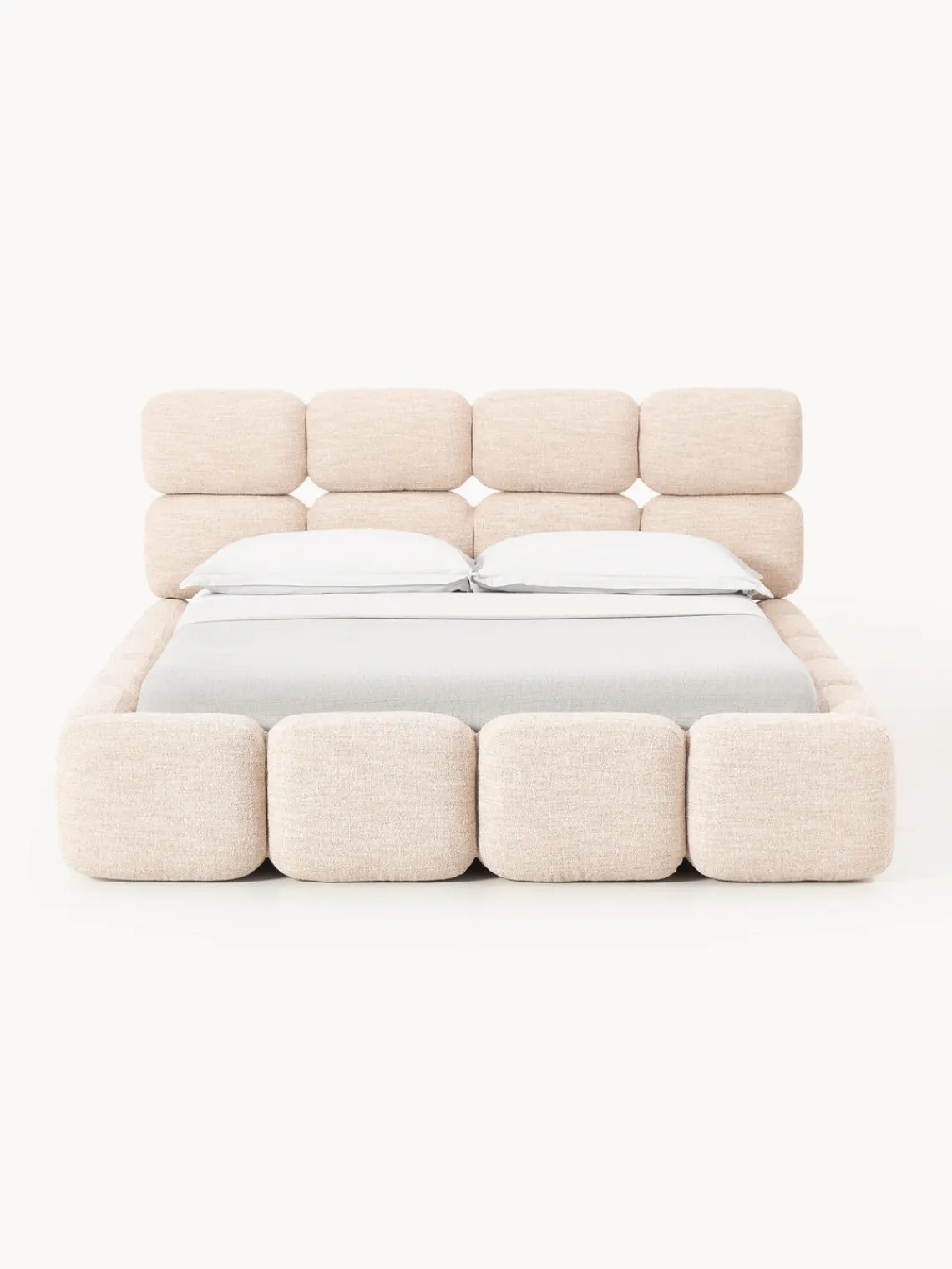 Westwing Collection Cama tapizada en tejido bouclé con espacio de almacenamiento Tayla