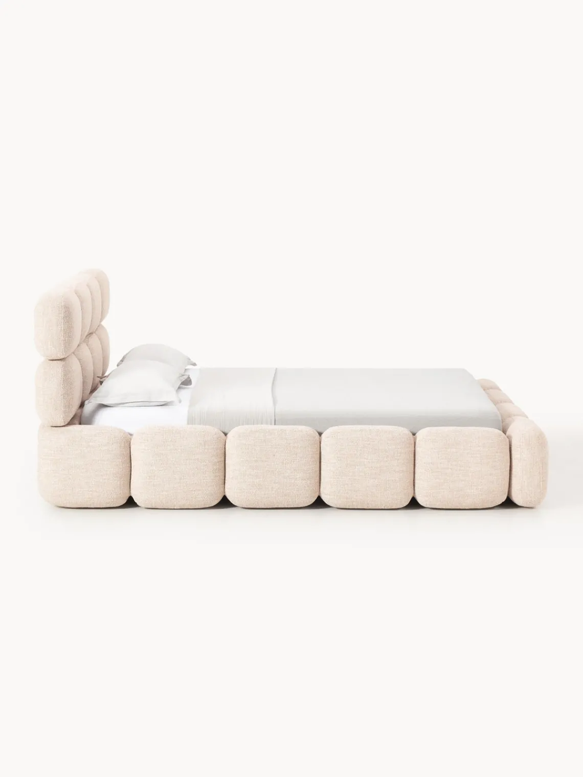 Westwing Collection Cama tapizada en tejido bouclé con espacio de almacenamiento Tayla