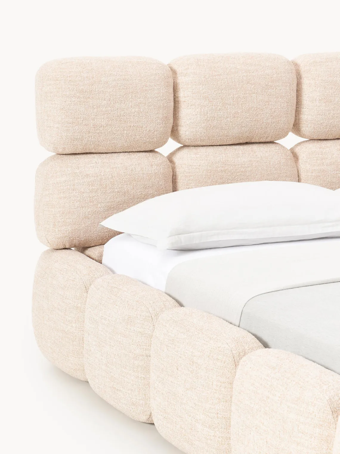 Westwing Collection Cama tapizada en tejido bouclé con espacio de almacenamiento Tayla