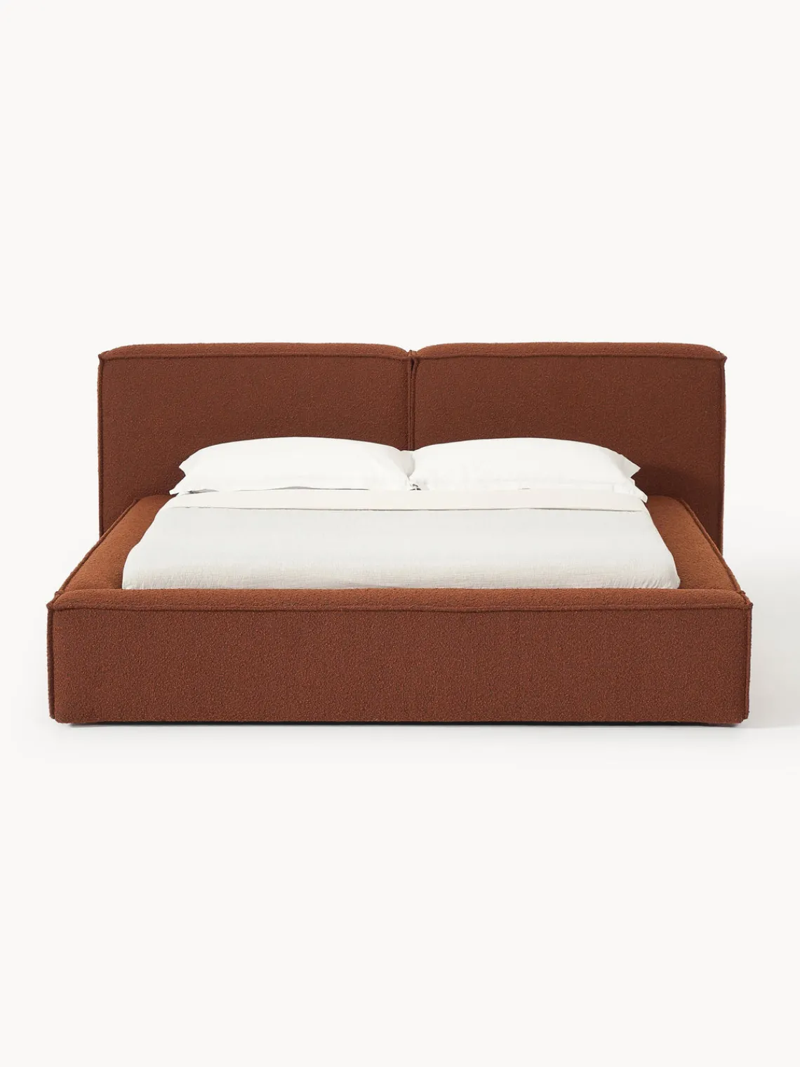 Westwing Collection Cama tapizada en tejido bouclé Lennon, con espacio de almacenamiento