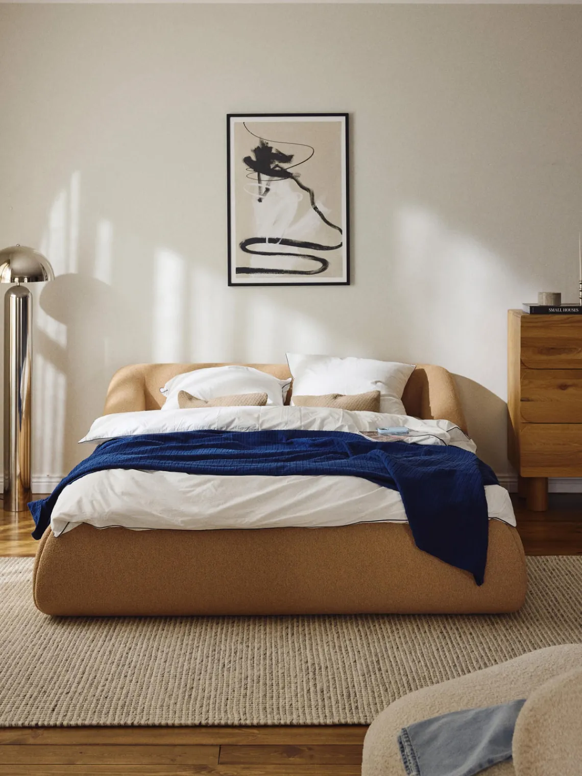 Westwing Collection Cama tapizada en tejido bouclé Sofia