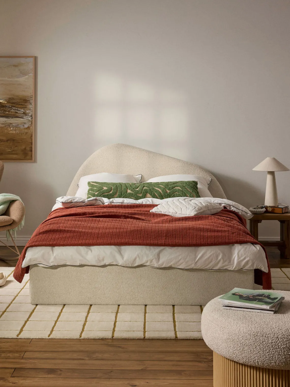 Westwing Collection Cama tapizada en tejido bouclé Gary