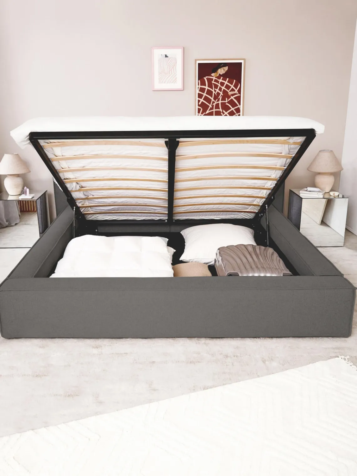 Westwing Collection Cama tapizada Lennon, con espacio de almacenamiento^ Camas Tapizadas|Camas
