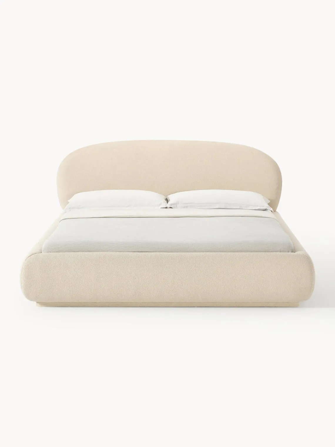 Westwing Collection Cama tapizada redondeada en tejido bouclé Alba