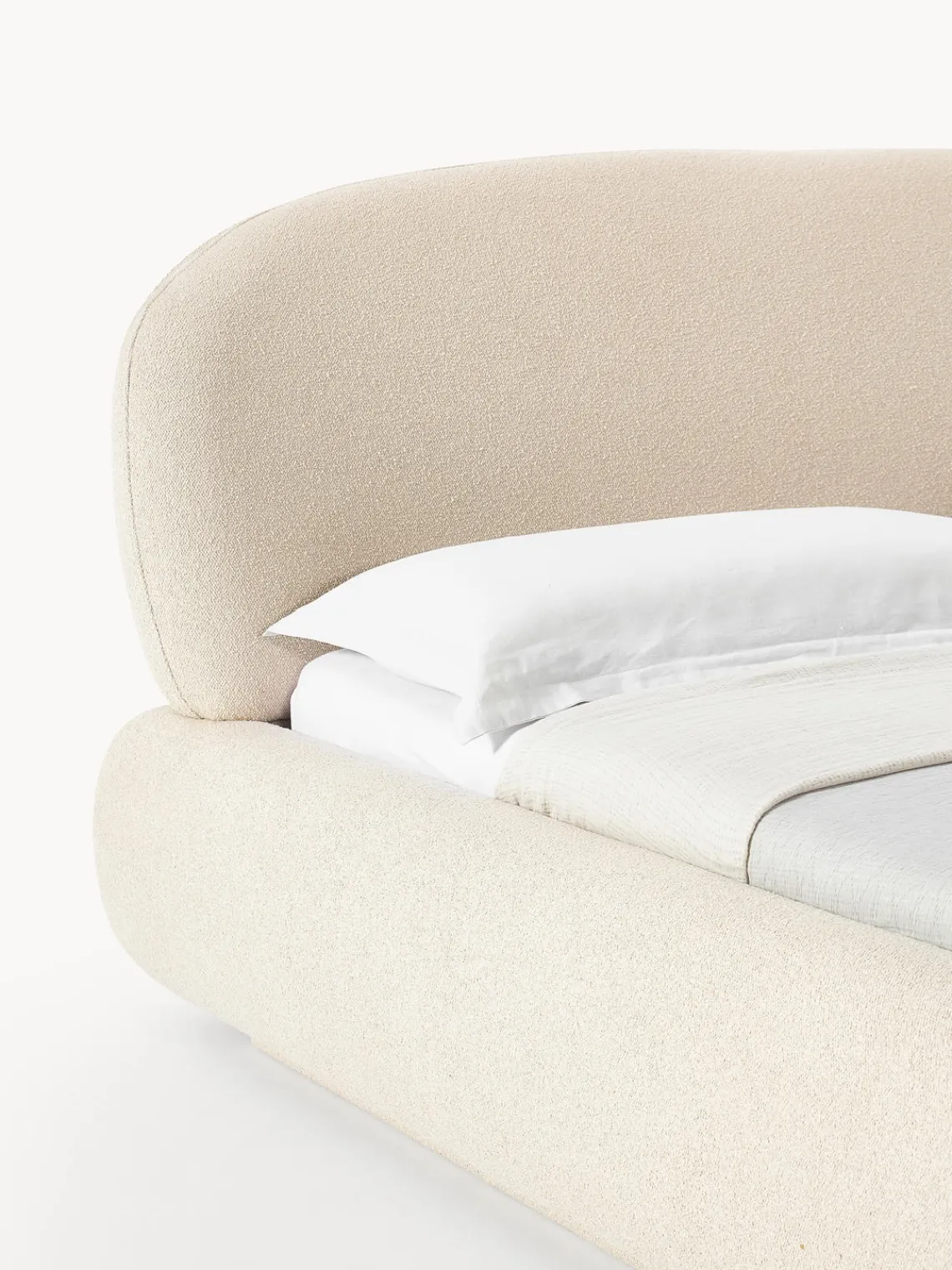 Westwing Collection Cama tapizada redondeada en tejido bouclé Alba