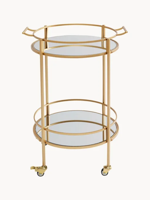 Kare Design Camarera redonda Emilia, estantes de vidrio espejado